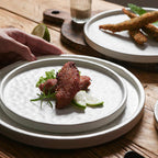 DISH004 - Japanese Ceramic Stone-Texture Flat Plate | Minimalist Dinner Dish image 0