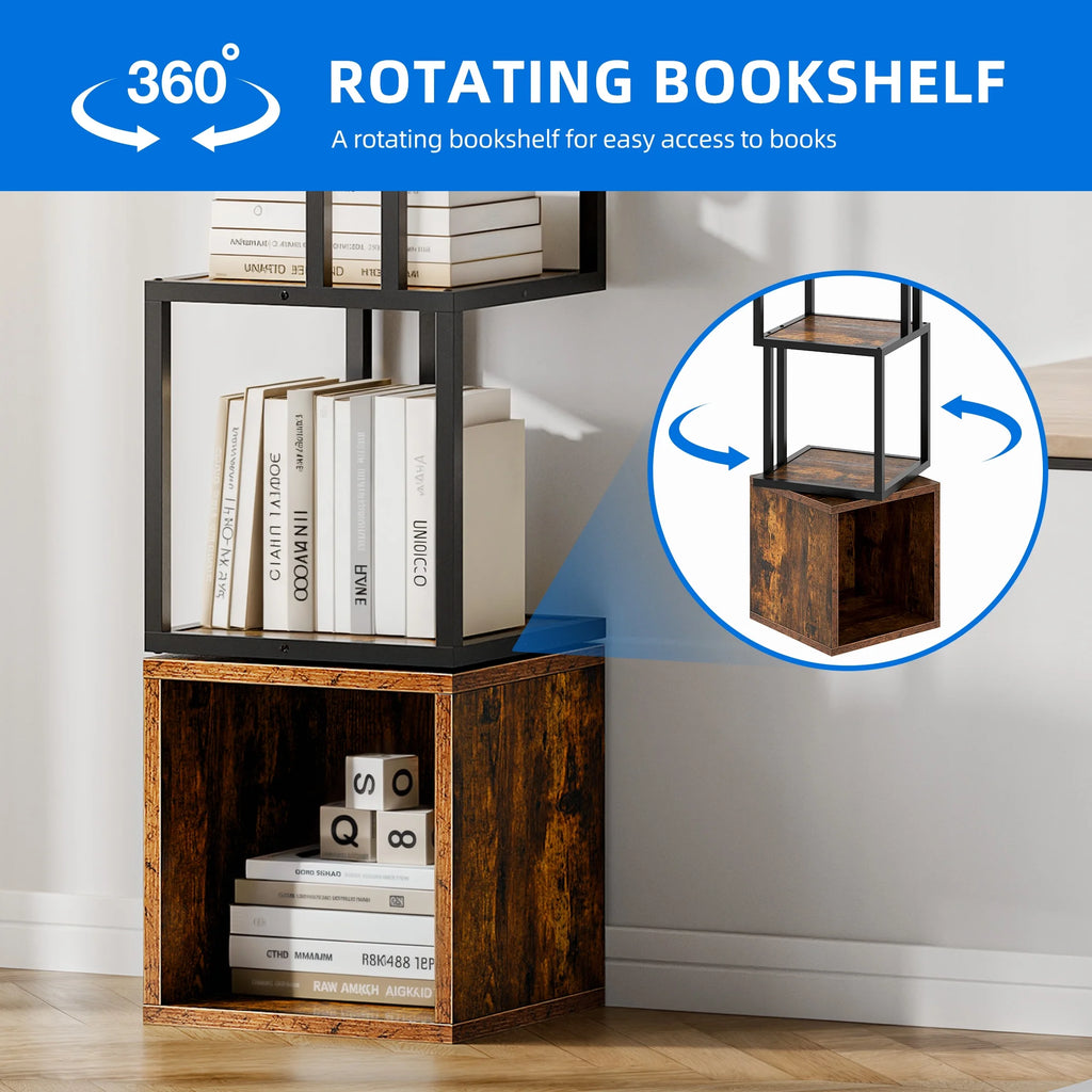 BS049 - 4-Tier 360° Rotating Bookshelf – Slim Floor Standing Display Shelf image 2