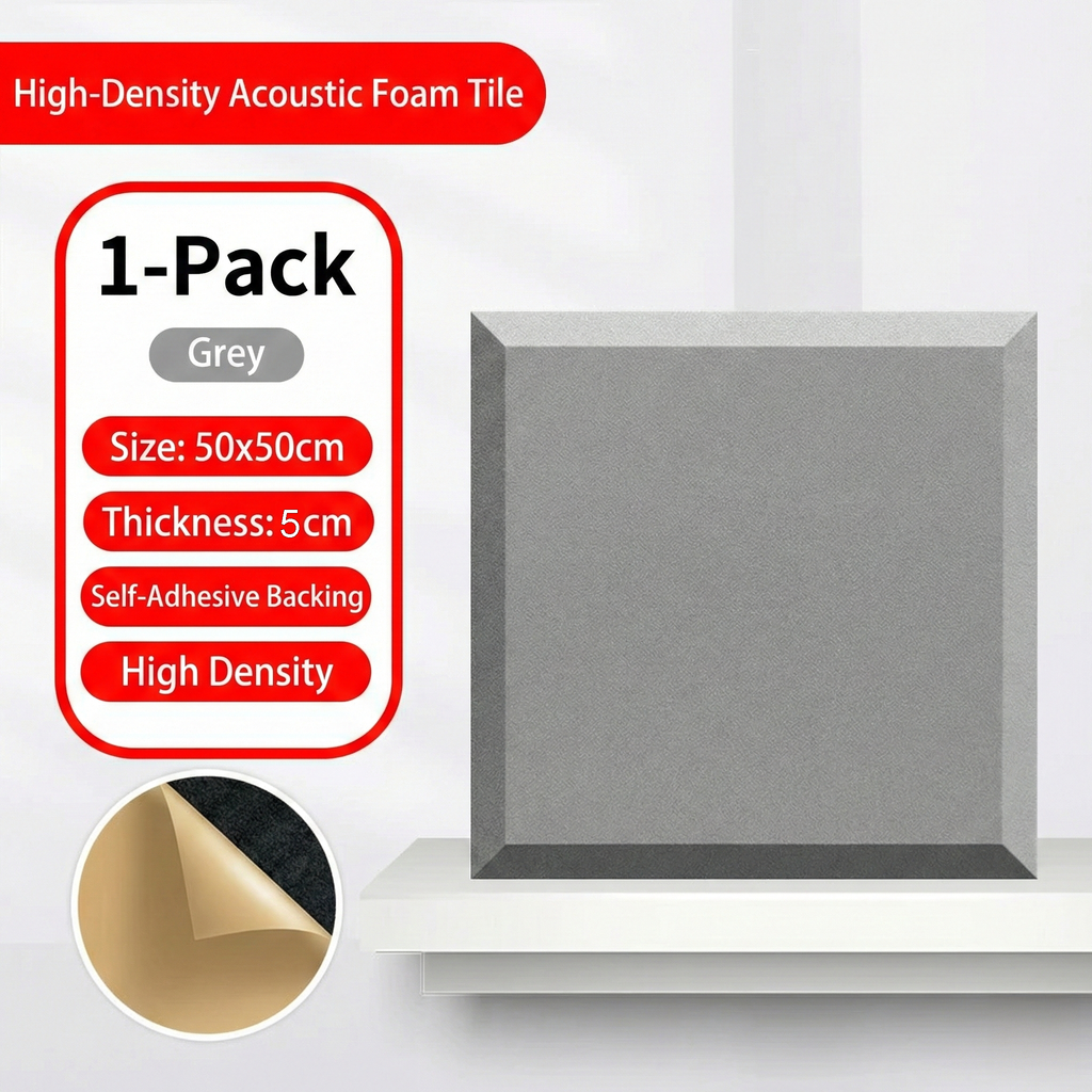 WAP008 - Square Self-Adhesive Acoustic Foam Panels – Sound Absorbing Wall Tiles image 2