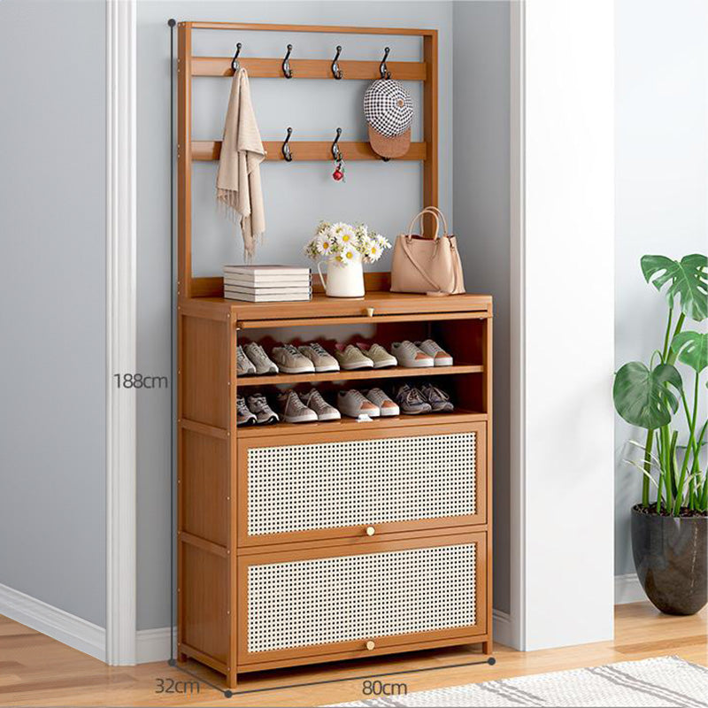 SOCE027 Bamwood Bamboo Breathable Flip Door Shoe Cabinet image 4
