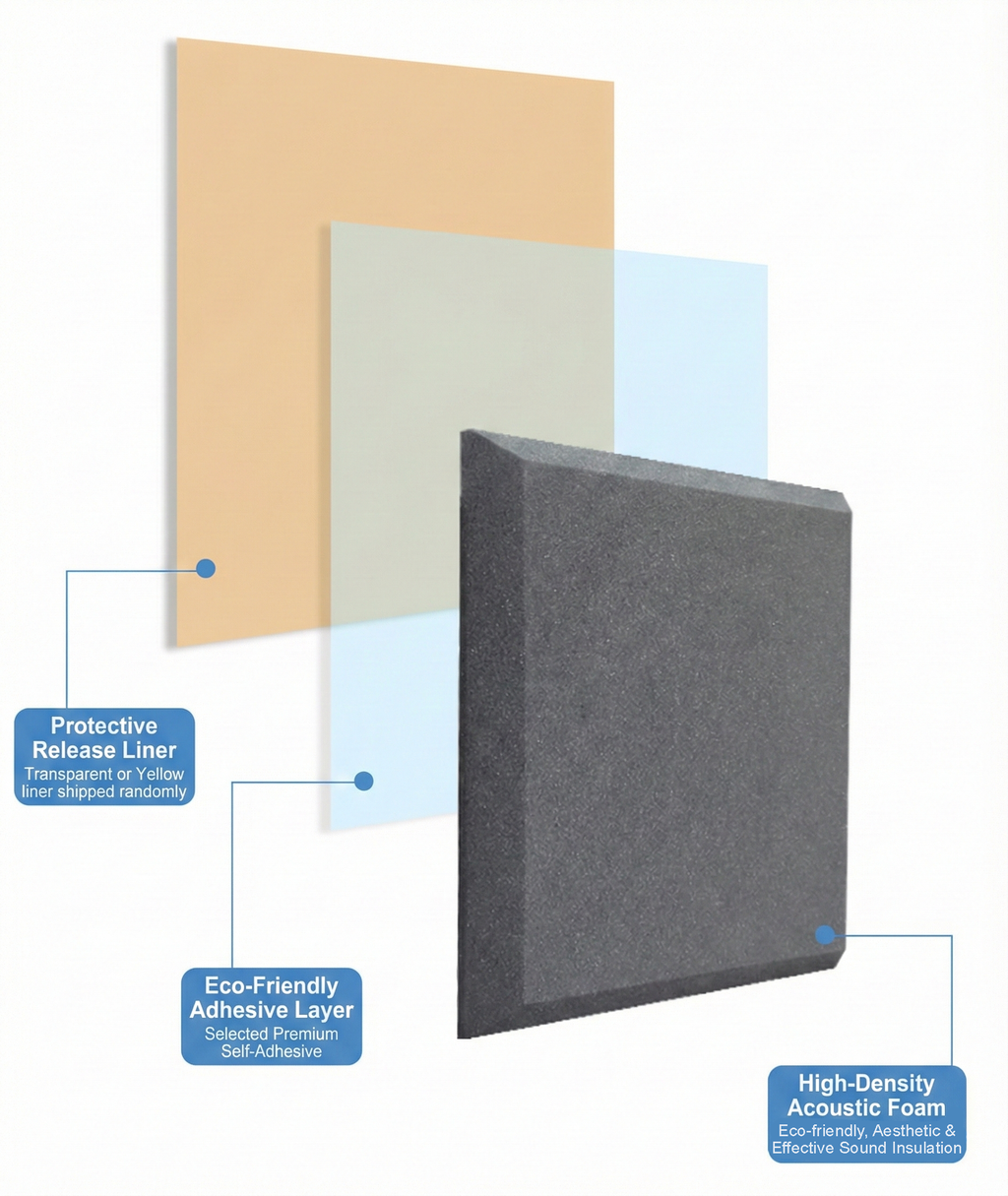 WAP008 - Square Self-Adhesive Acoustic Foam Panels – Sound Absorbing Wall Tiles image 1
