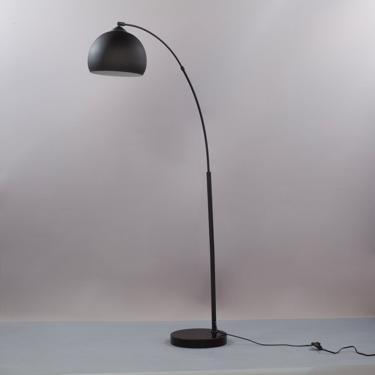 FL001 - Dark Black Arc Floor Lamp with Faux Marble Base image 2