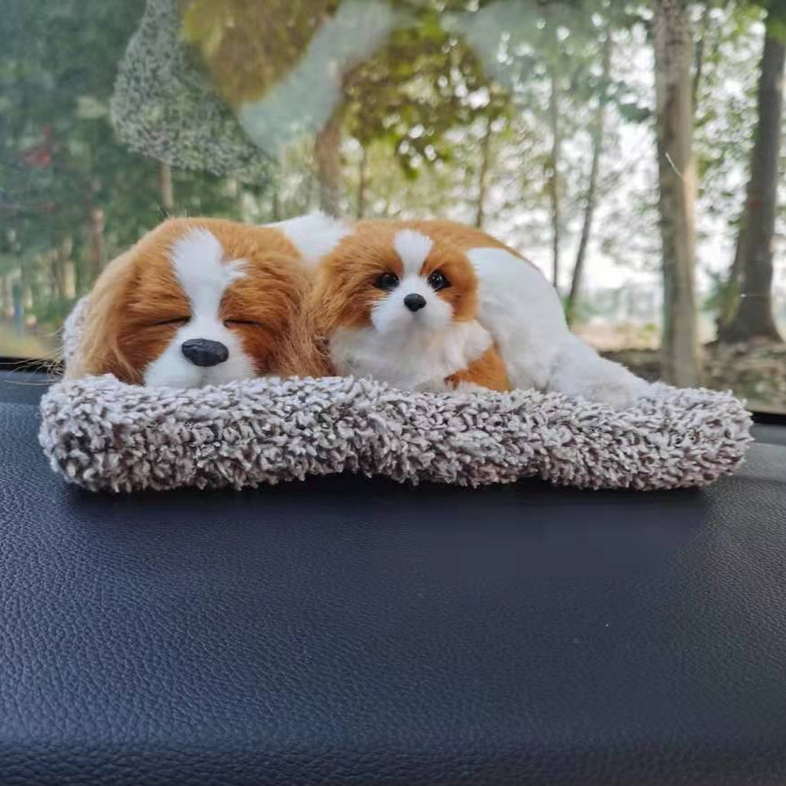 TYP-155 - Realistic Dog Plush Figurine Set – Parent and Pup on Soft Mat image 0