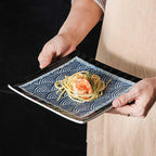 DISH008 - Wave Pattern Ceramic Square Plate | Flat Dinner & Serving Dish image 2