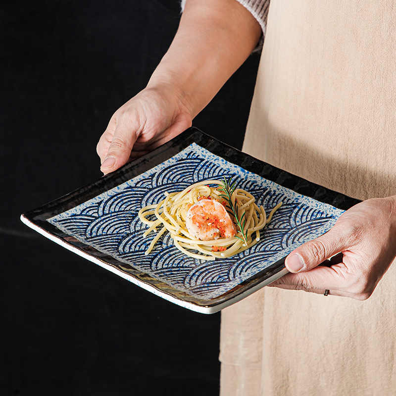 DISH008 - Wave Pattern Ceramic Square Plate | Flat Dinner & Serving Dish image 2