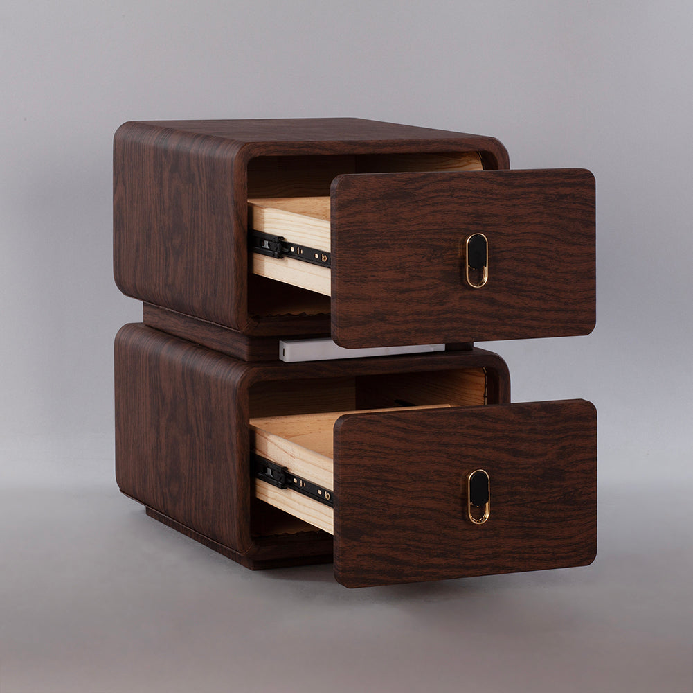 CBD026 - Solid Wood Bedside Table with Leather Wrap, Induction Light & Storage image 7