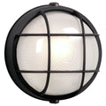 305011BK - Cast Aluminum Marine Light with Guard - Black w/ Frosted Glass