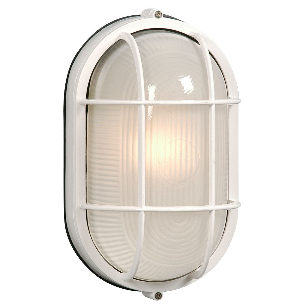 305013 WHT - Cast Aluminum Marine Light with Guard - White w/ Frosted Glass