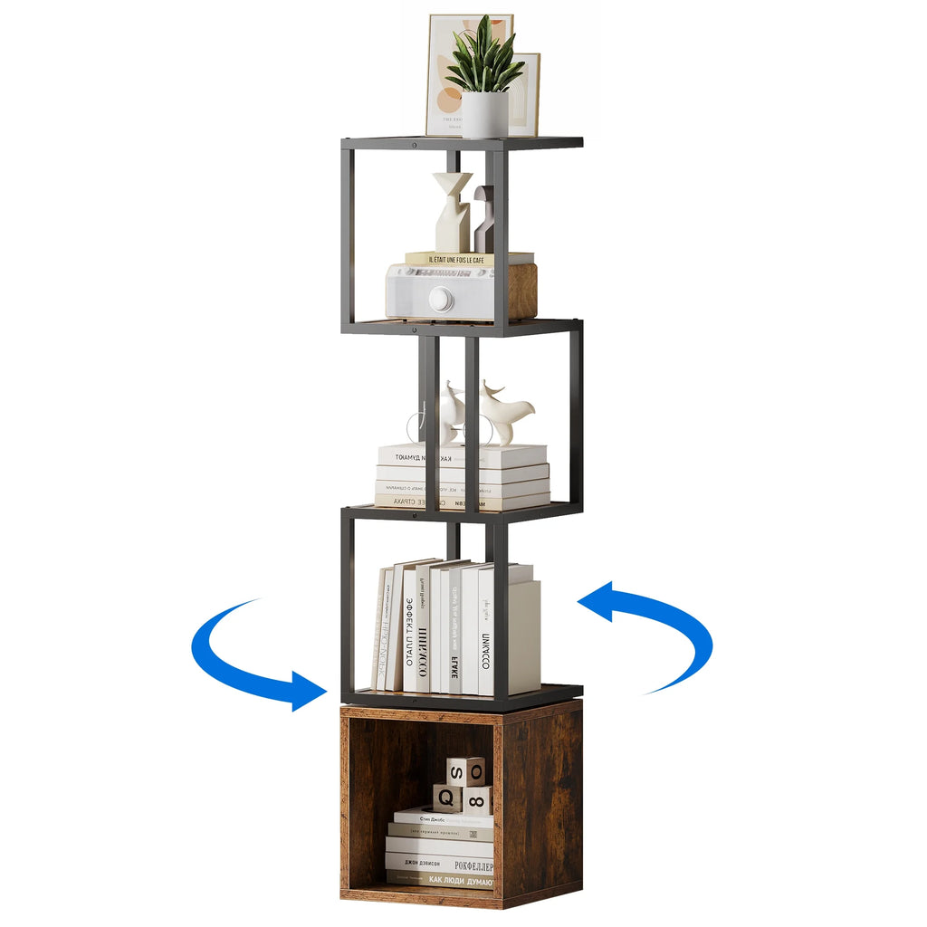 BS049 - 4-Tier 360° Rotating Bookshelf – Slim Floor Standing Display Shelf image 3