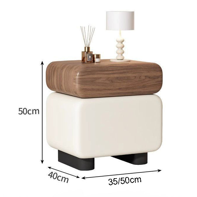 CBD024 - Modern Walnut & Cream 2-Tier Nightstand image 3
