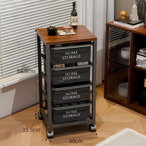 BS051 - Rolling Storage Cart with Shelves – Mobile Side Table image 5