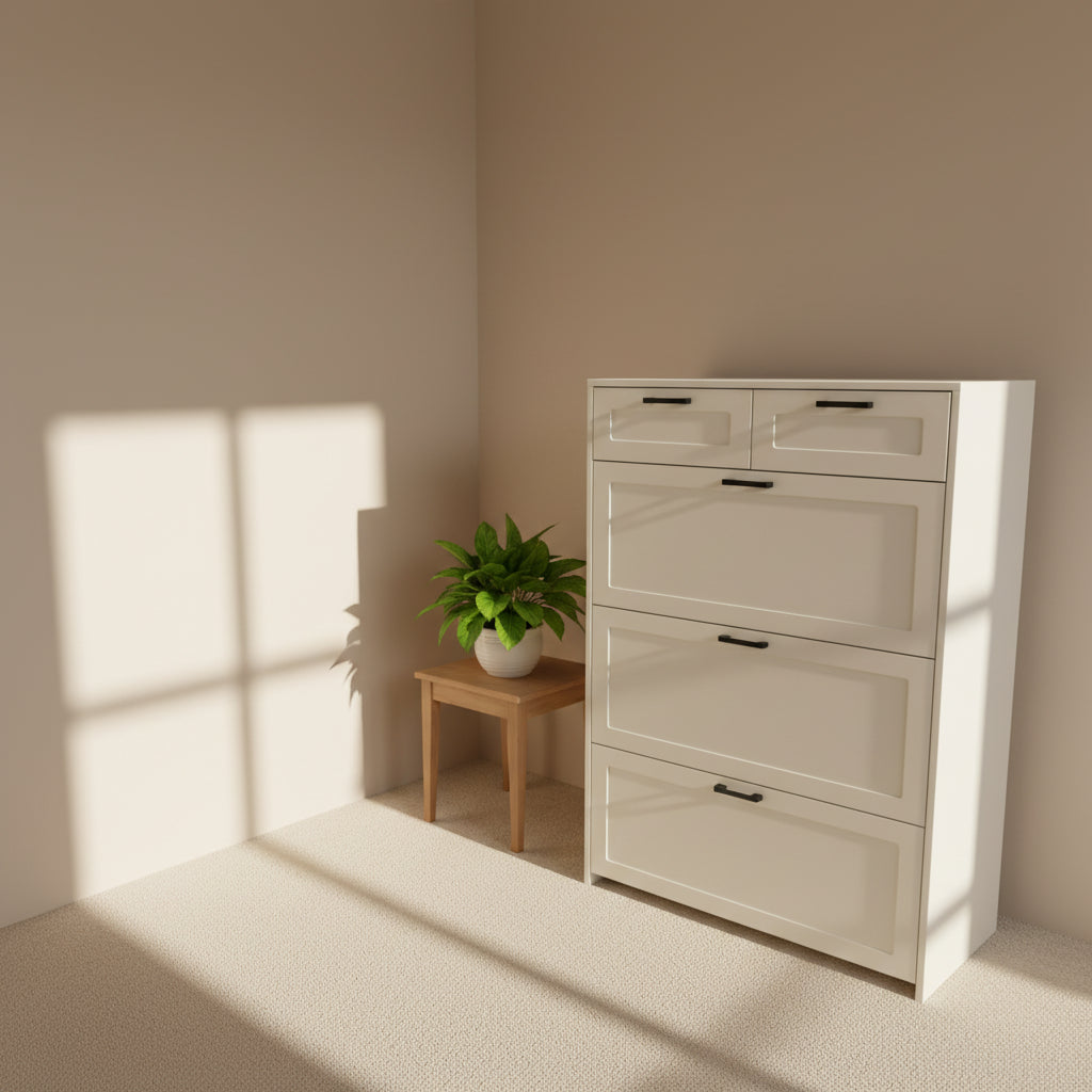 SOCE071 - Slim Modern Shoe Cabinet with Drawer & Top Display Shelf image 2