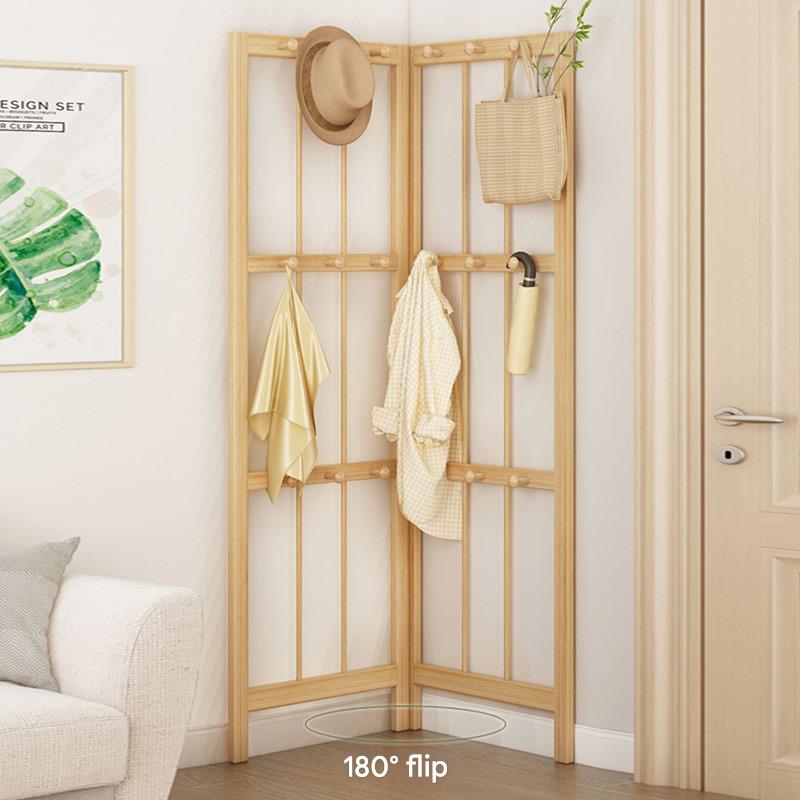 WH014 - Corner clothes rack, solid wood, space-saving for bedroom entryway image 3