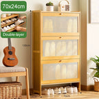 SOCE067 - Flip-Top Bamboo Shoe Cabinet – Space-Saving Entryway Storage image 5