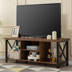 TV008- Rustic Sturdy X-Frame TV Stand with Open Storage image 0