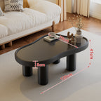EDB046 - Modern Irregular Glass Coffee Table with Leather-Wrapped Edge image 10