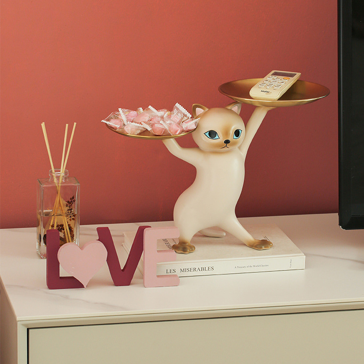 TYP339 - Creative Cat Figurine Desktop Tray – Key & Small Item Organizer image 3