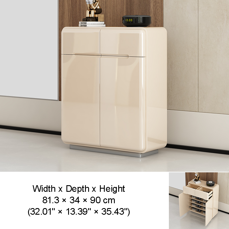 SOCE065 - Cream Gloss Multifunctional Shoe Storage Cabinet image 2
