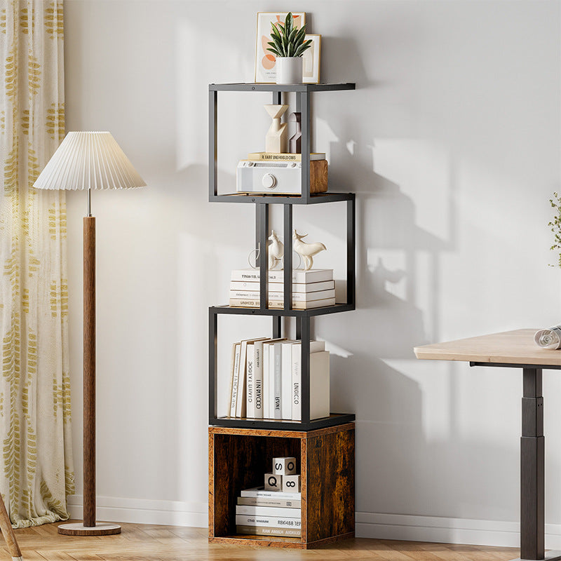 BS049 - 4-Tier 360° Rotating Bookshelf – Slim Floor Standing Display Shelf image 0