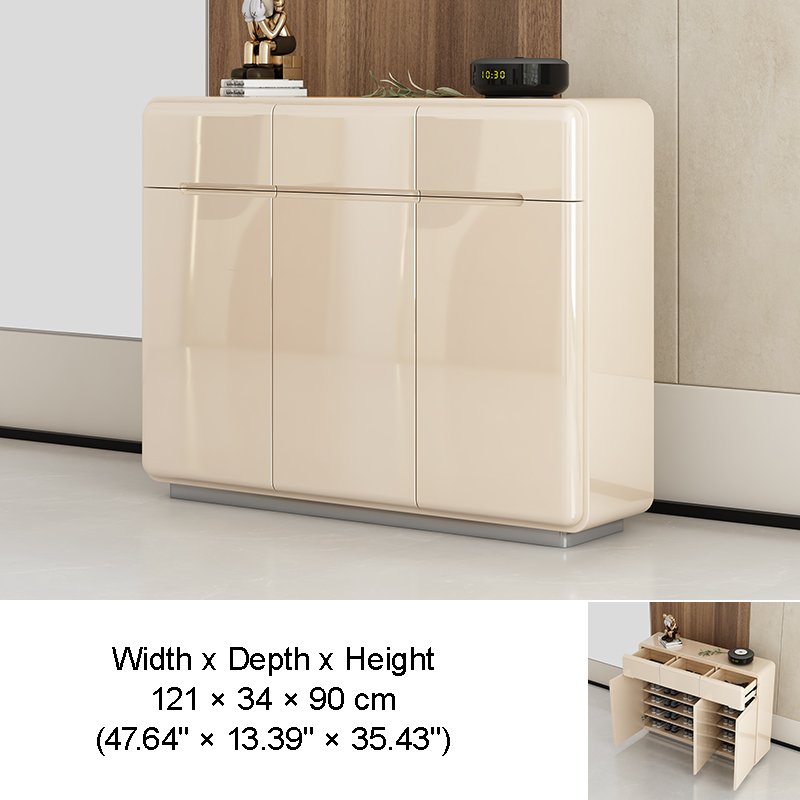 SOCE065 - Cream Gloss Multifunctional Shoe Storage Cabinet image 4