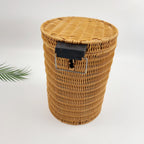 BAS009 - Round Woven Rattan Pedal Trash Bin with Lid image 3
