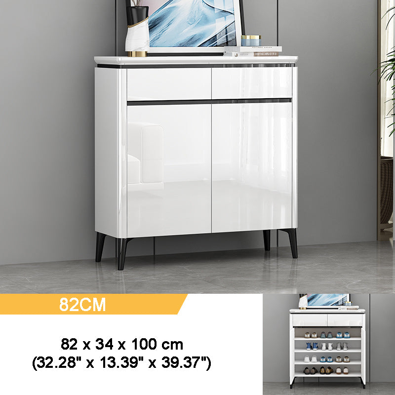 SOCE061 - Lacquer Finish Light Luxury Cream-Style Entryway Shoe Cabinet image 0