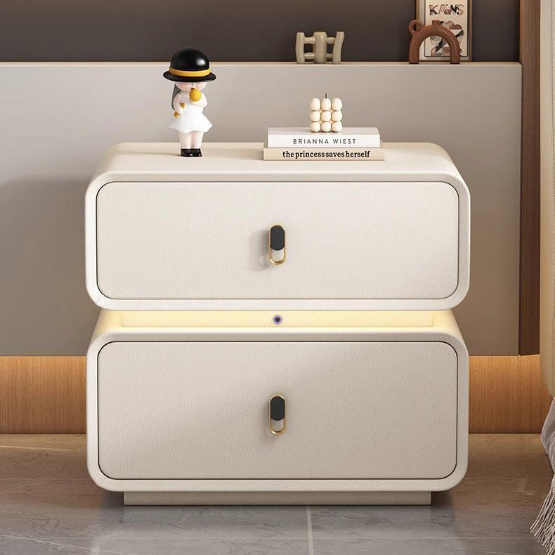 CBD026 - Solid Wood Bedside Table with Leather Wrap, Induction Light & Storage image 0