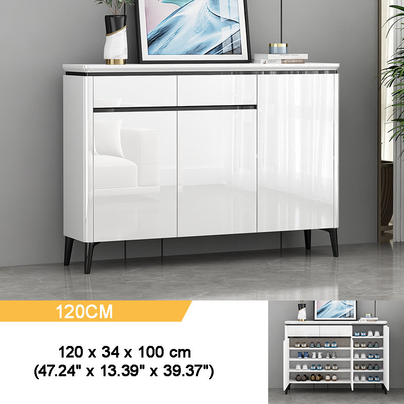 SOCE061 - Lacquer Finish Light Luxury Cream-Style Entryway Shoe Cabinet image 2