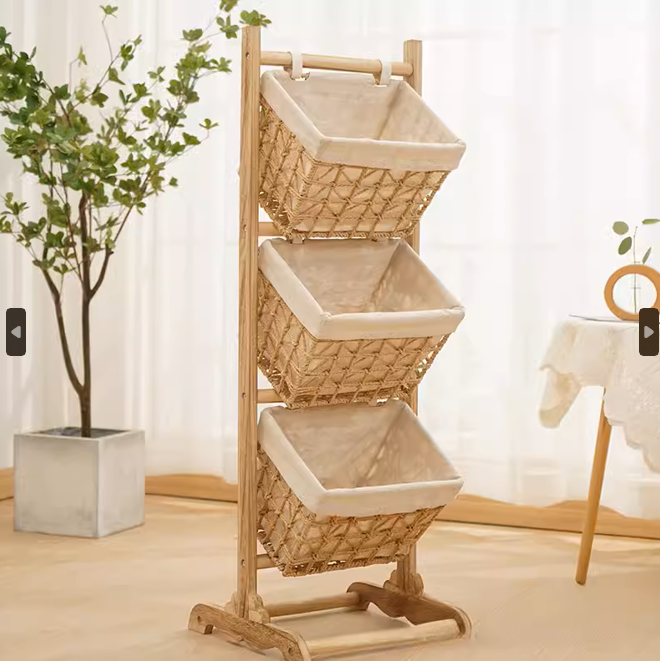 BS037 - Sycamore Wood Floor-Standing Storage Rack image 2