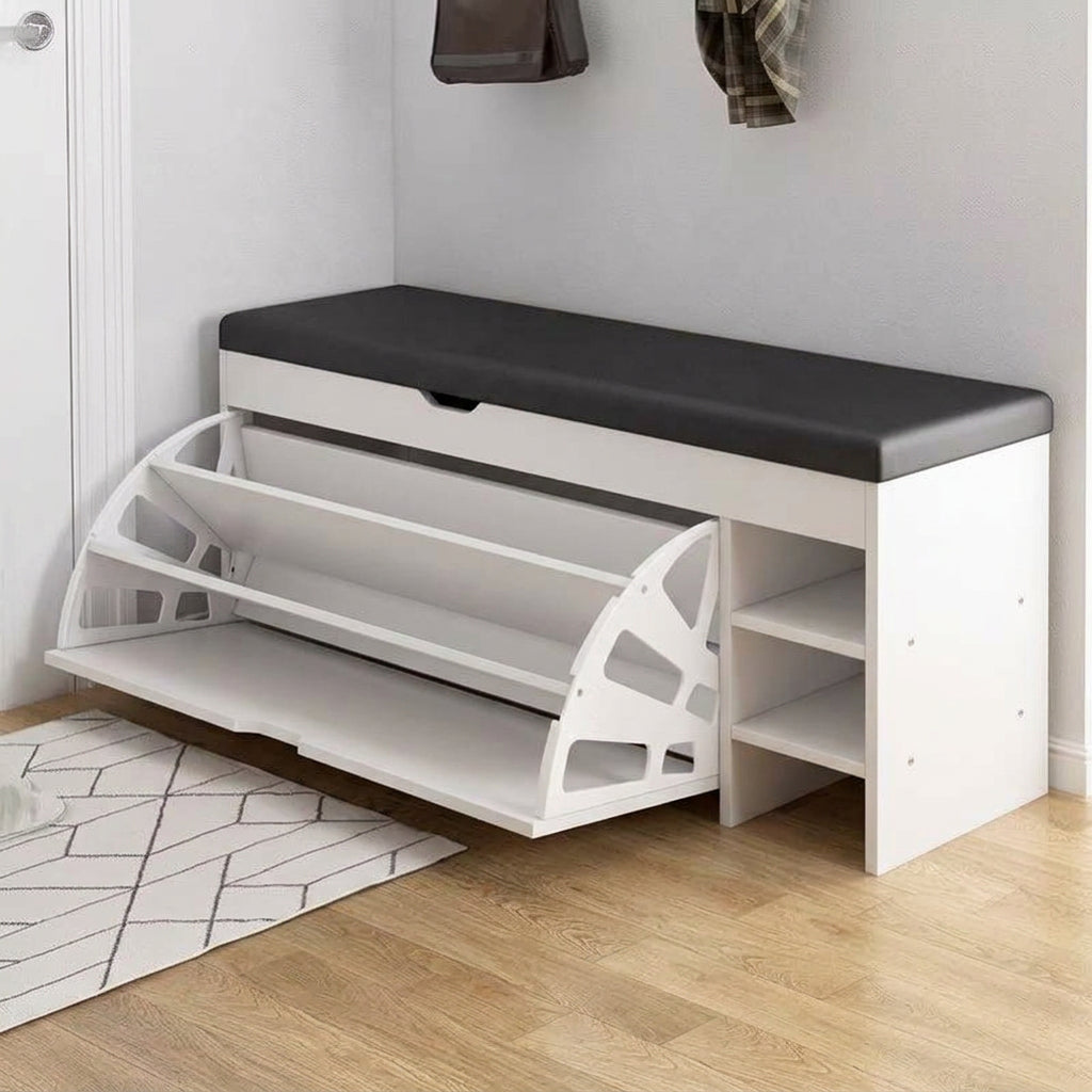SOCE070 - Modern Entryway Shoe Storage Bench with Seating & Organizer image 6