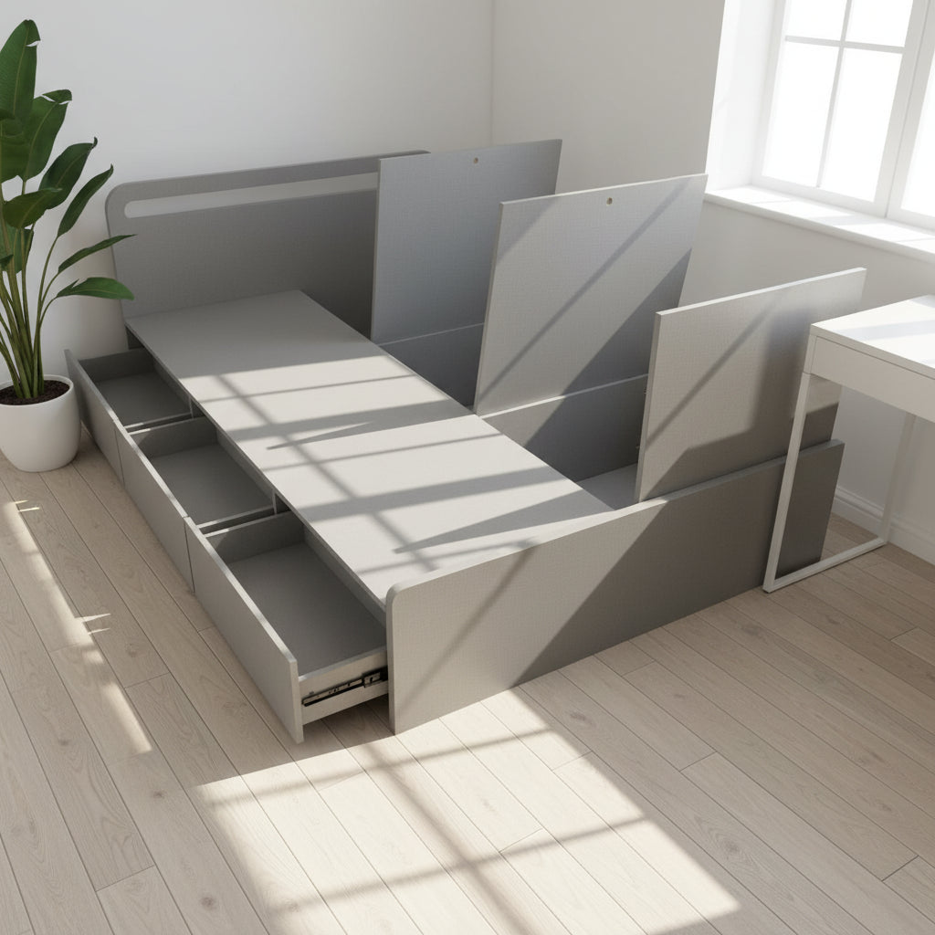 BD017 - Minimalist Storage Platform Bed with Drawers & Lift-Up Base image 1