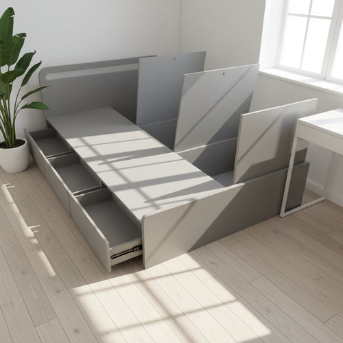 BD017 - Minimalist Storage Platform Bed with Drawers & Lift-Up Base image 1