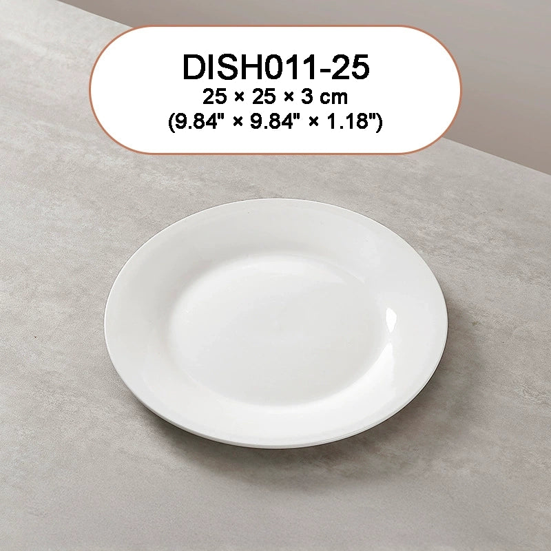 DISH011 - White Ceramic Flat Plate – Shallow Dish for Everyday Dining image 5