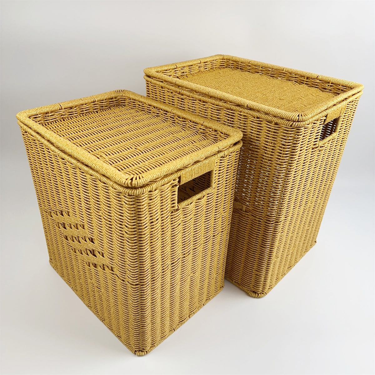BAS010 - Square Woven Laundry Basket with Lid image 2