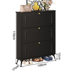 SOCE053 - Slim Black 3 Flip Drawers Wooden Space-Saver Shoe Cabinet image 7