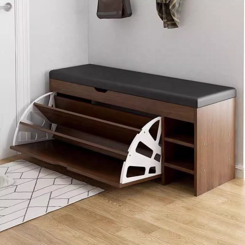 SOCE070 - Modern Entryway Shoe Storage Bench with Seating & Organizer image 7