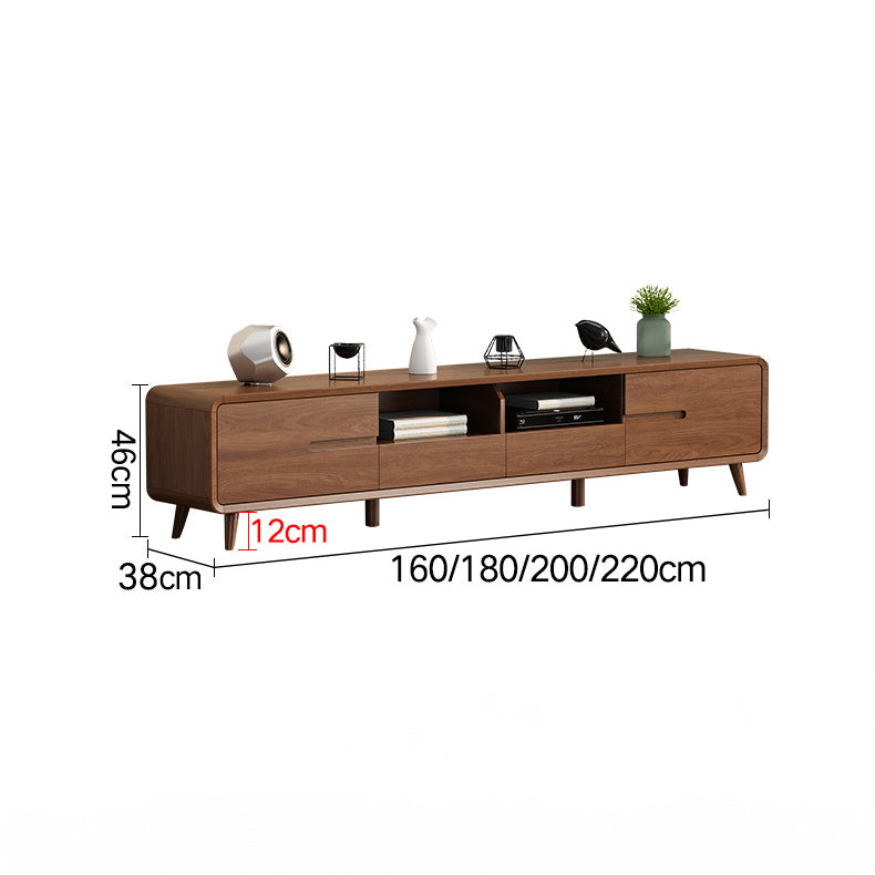 TV011 - Natural Wood-Style TV Stand with Drawers and Open Storage image 5
