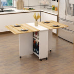 LDF020 - Space-Saving Folding Dining Table with Storage Rack image 0