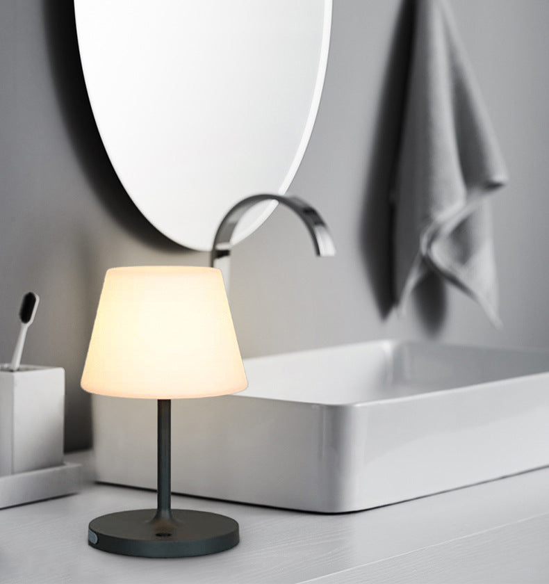 LS011 - Black & White Rechargeable LED Bedside Table Lamp image 1
