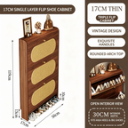 SOCE077 - Mid-Century Rattan Ultra-Thin Shoe Cabinet – Slim Entryway Storage