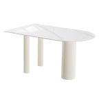 LDF025 - Modern Rock Plate Dining Table with Cylindrical Legs image 2