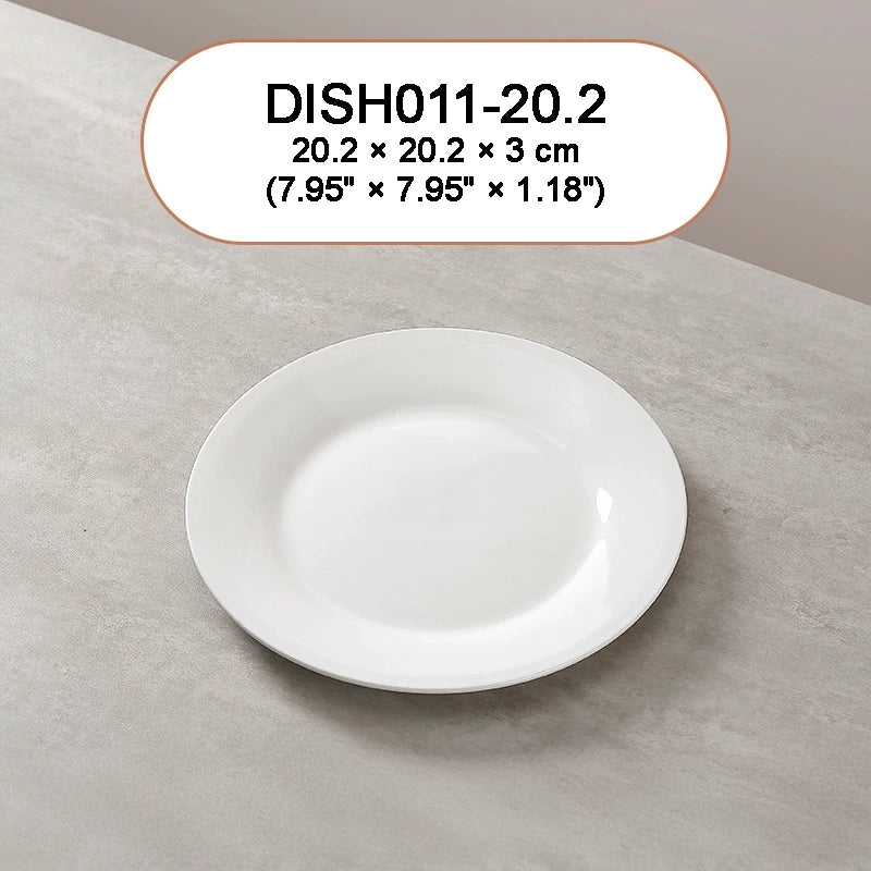 DISH011 - White Ceramic Flat Plate – Shallow Dish for Everyday Dining image 3