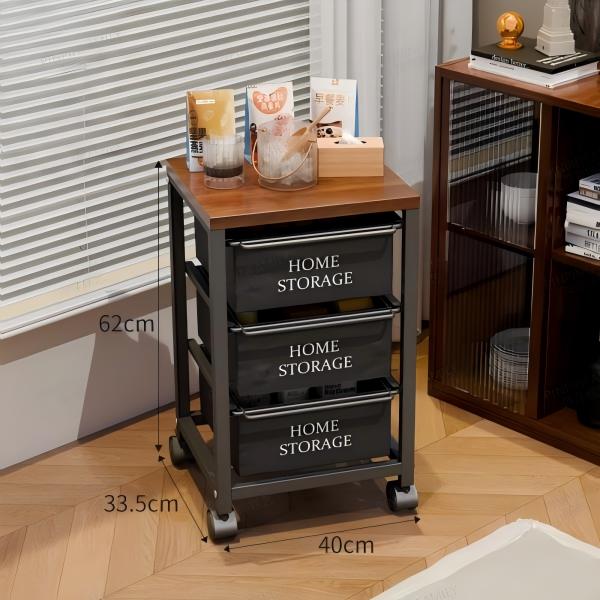 BS051 - Rolling Storage Cart with Shelves – Mobile Side Table image 4