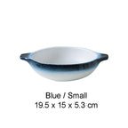 BOWL001 - White Double-Handle Ceramic Soup Plate | Underglaze Serving Dish image 2