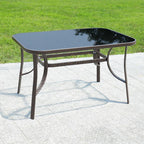 ODS006 - Outdoor Black Rectangular Patio Table with Glass Tabletop image 2