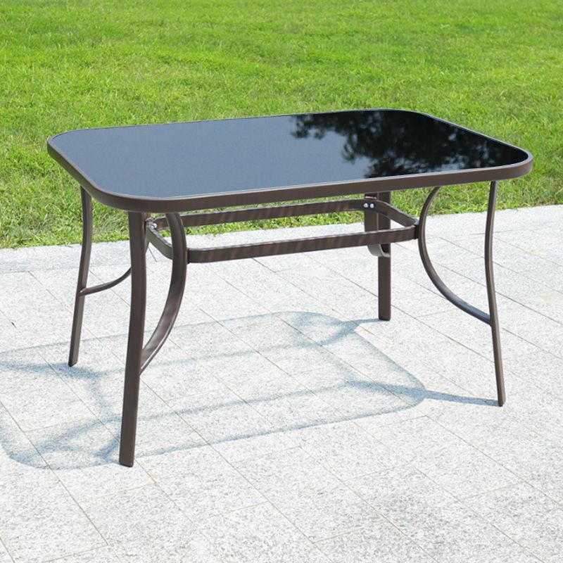 ODS006 - Outdoor Black Rectangular Patio Table with Glass Tabletop image 2