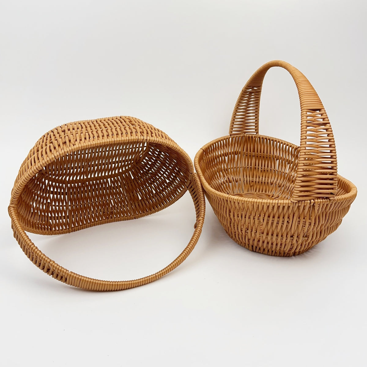 BAS004 - Oval Handwoven Rattan-Style Basket with Thick Handle image 3