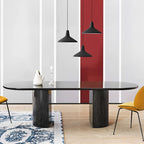 LDF022 - Modern Minimalist Oval Black Dining Table – Nordic Retro Style Table image 0