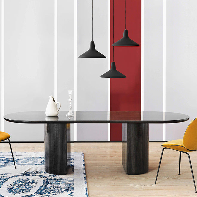 LDF022 - Modern Minimalist Oval Black Dining Table – Nordic Retro Style Table image 0