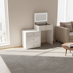 DR024 - Modern White Vanity Desk with Flip-Top LED Mirror & Storage Cabinet image 5